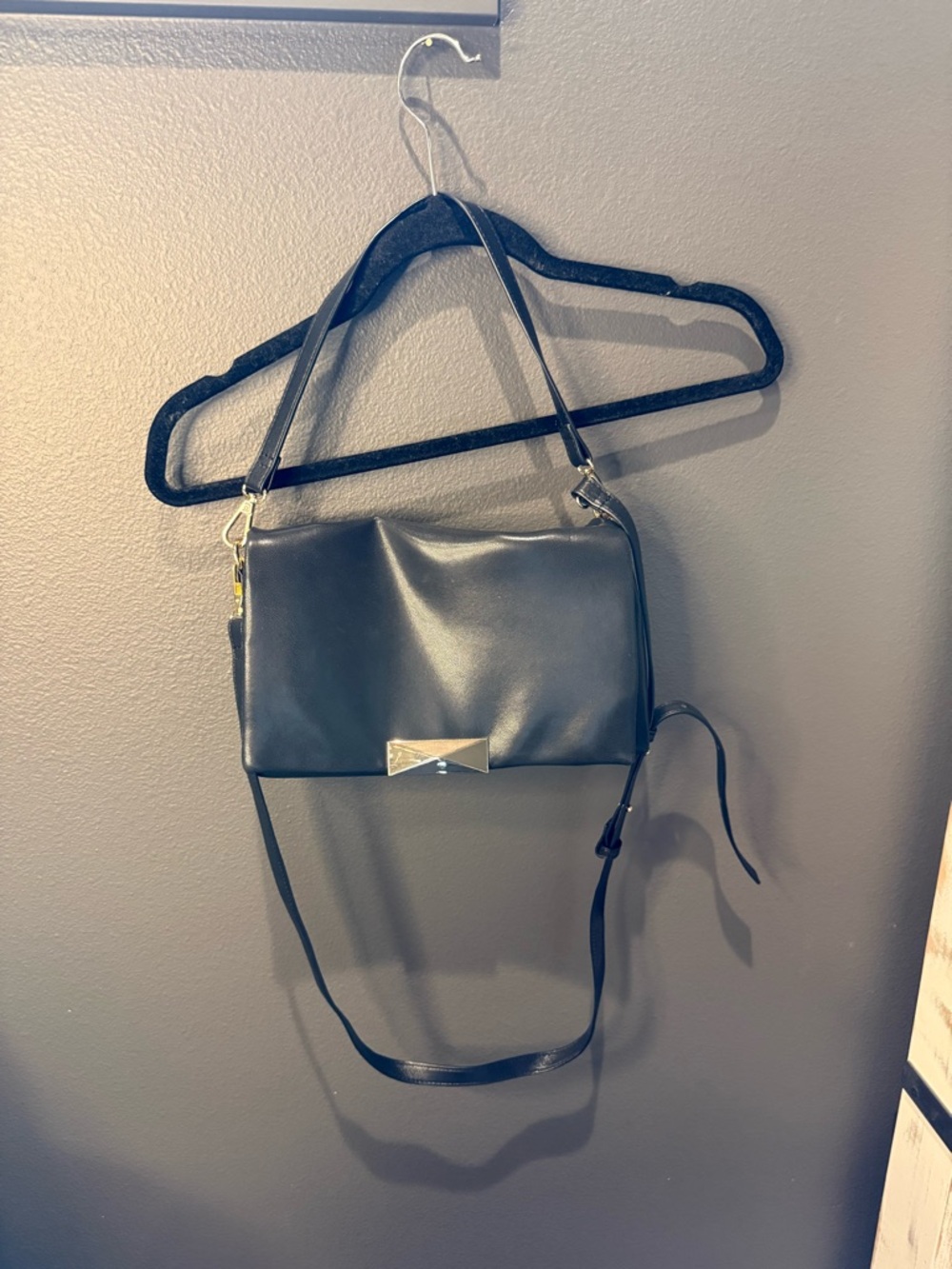INC International Concepts Black Crossbody Bag with Gold Accent